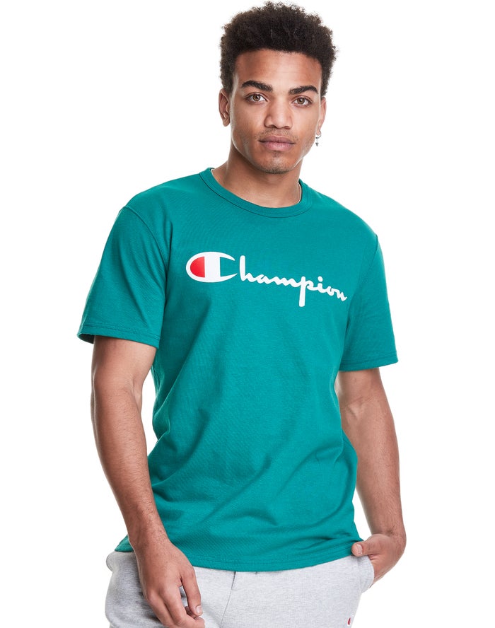 Camiseta Champion Hombre - Heritage Vintage Logo ( Turquesa ) 2068179-GZ